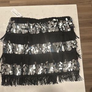 Sequin Fringe Black Skirt from Nasty Gal